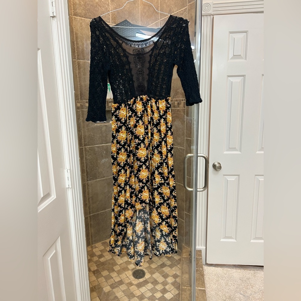 Vintage free people black lace dress